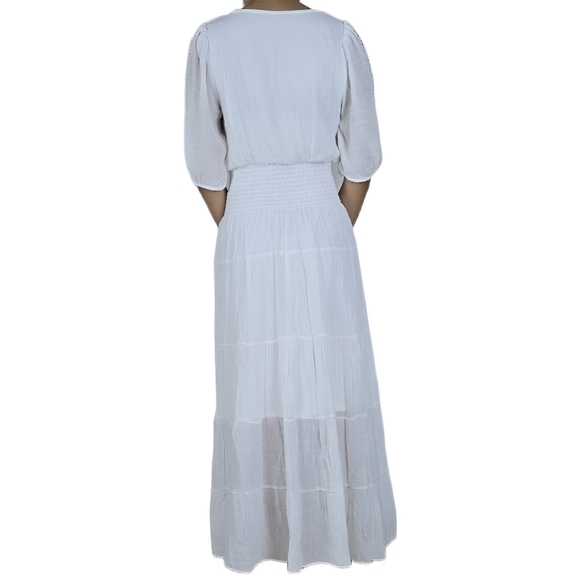 J.Glee Women's White Tiered Maxi Dress Size Small - Picture 5 of 8